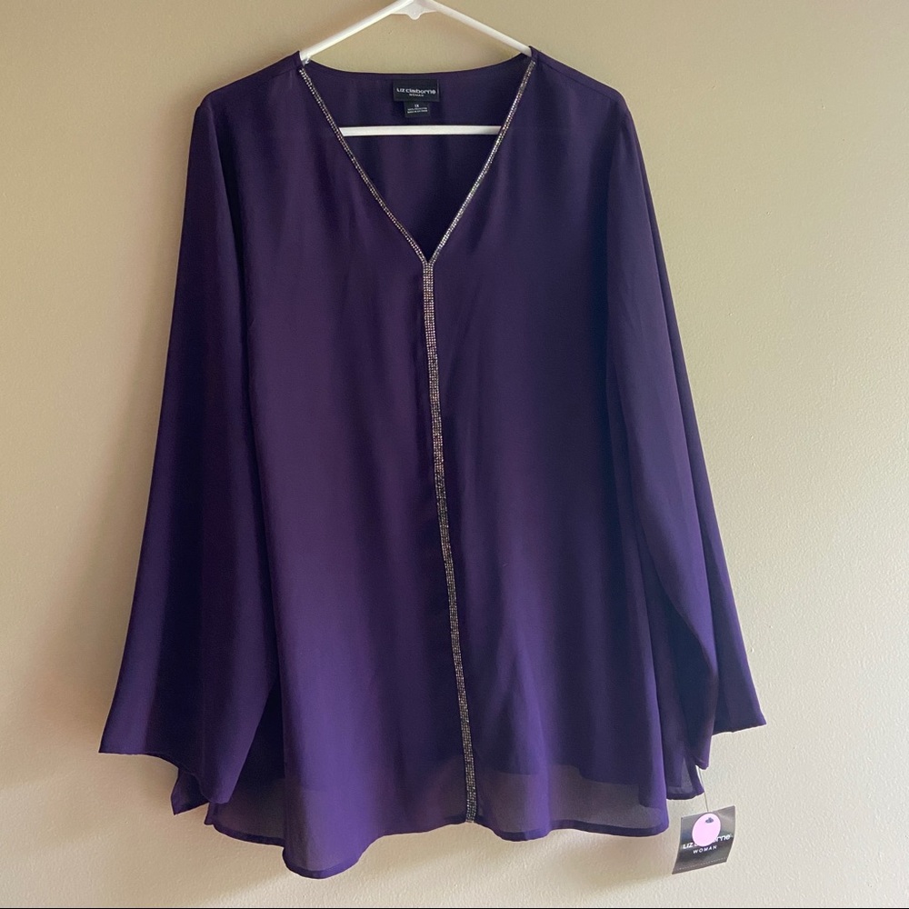 Liz Claiborne purple long-sleeve blouse